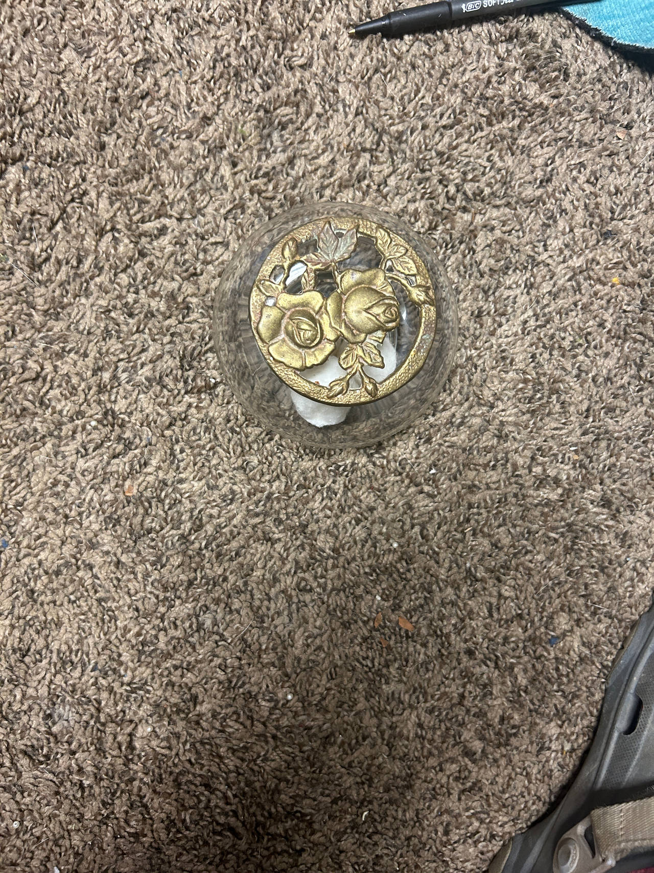 Vintage Glass Trinket Box with Floral Lid