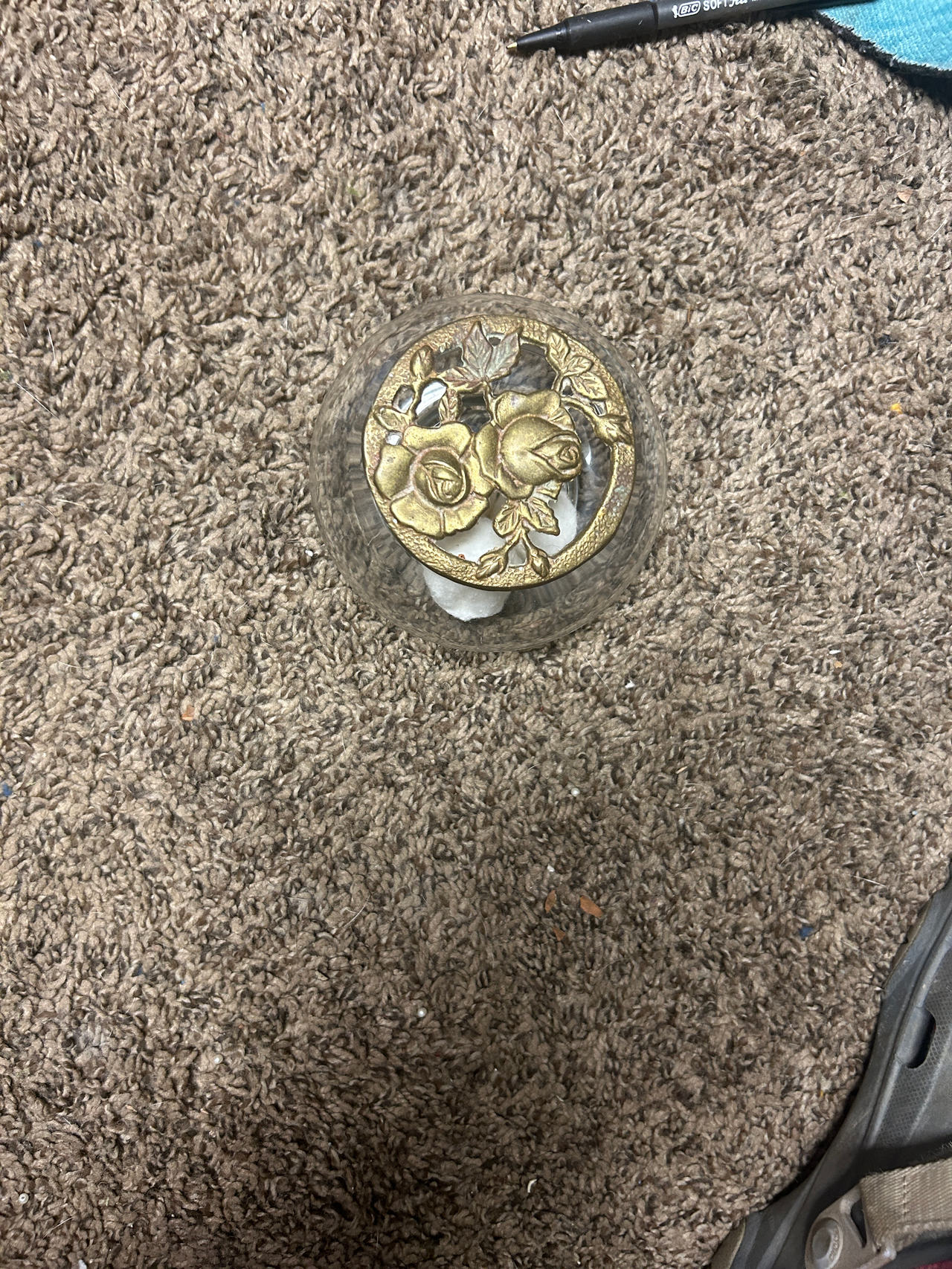 Vintage Glass Trinket Box with Floral Lid