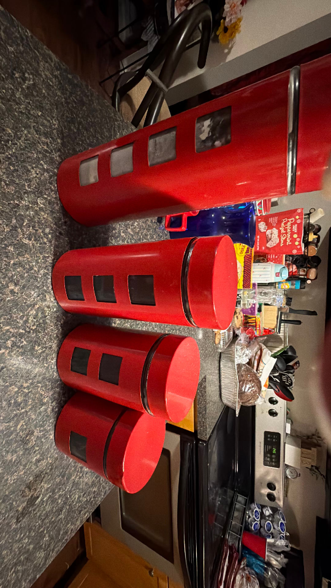 Red Retro Glass Kitchen Canisters
