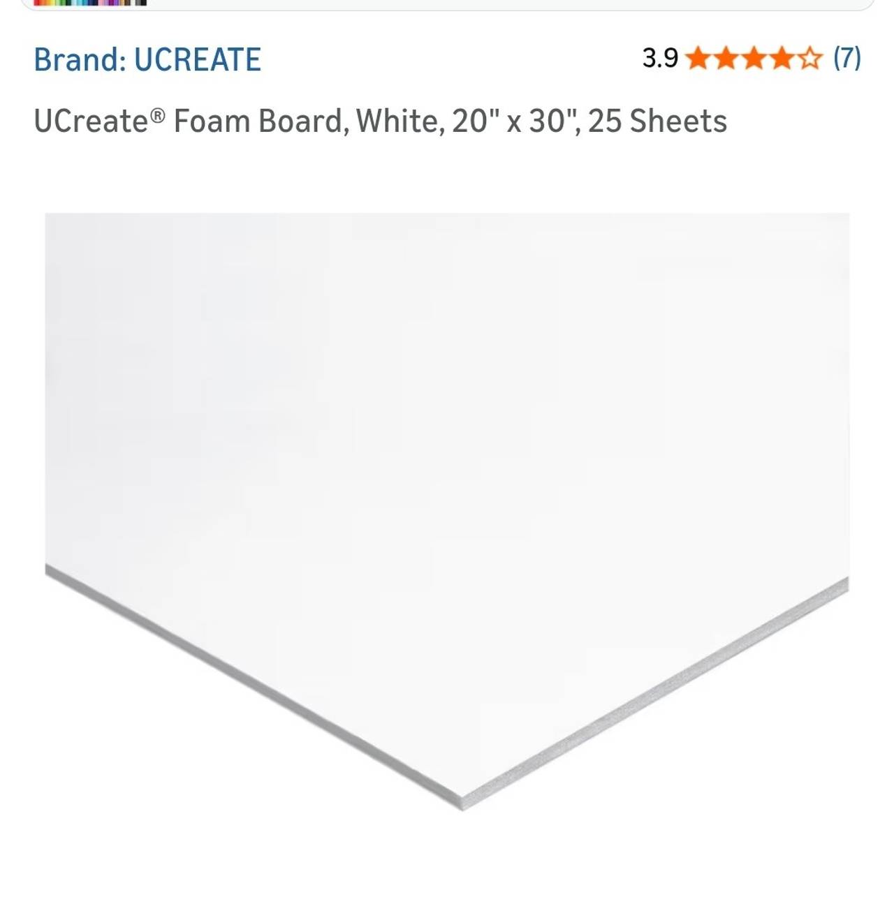 1 UCreate Foam Board, White, 20" x 30"
