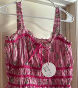 Hippy Fashion Striped Floral Smocked Dress - Image 1