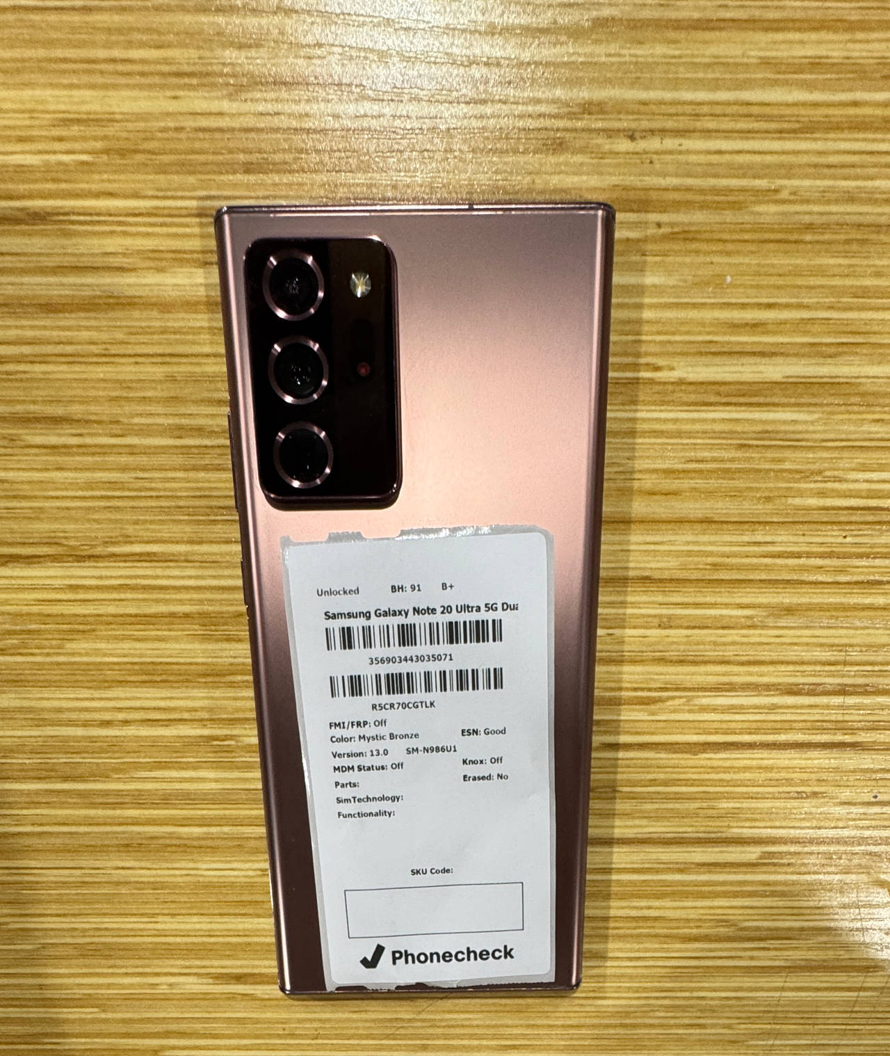 Samsung Galaxy Note 20 Ultra 128gb Unlocked Bronze 91% Battery