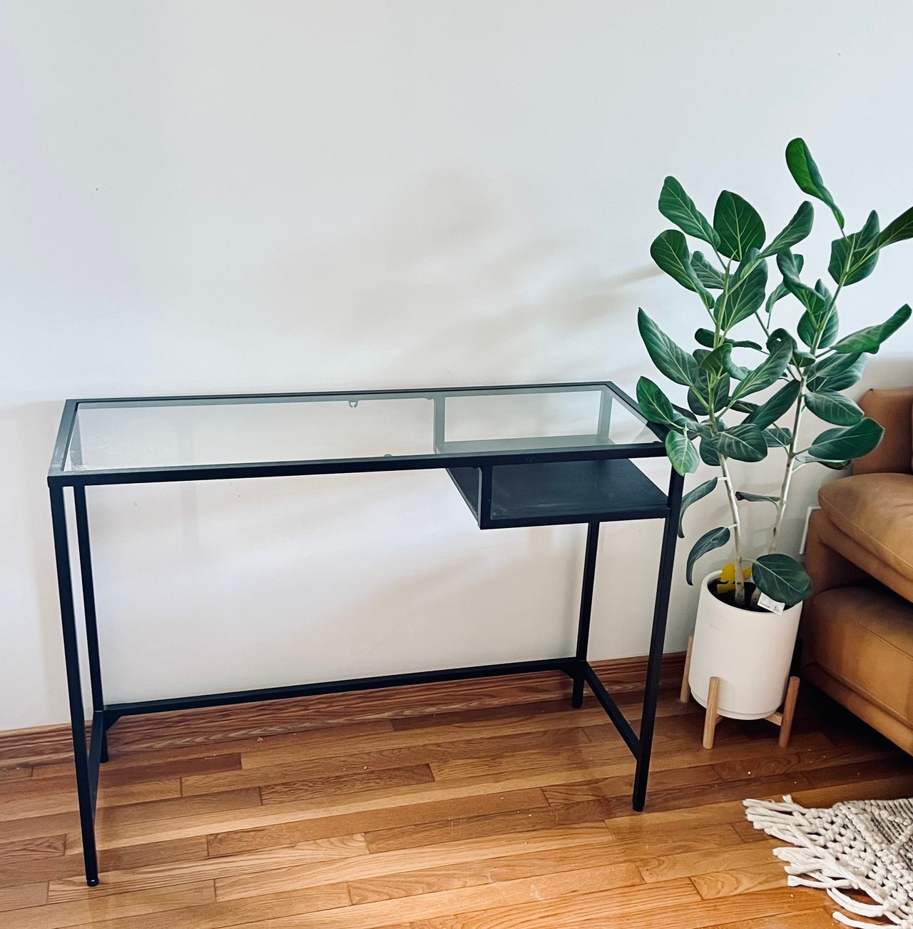 Black glass top metal frame desk