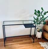 Black glass top metal frame desk - Image 1