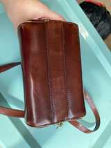 Cristian Italian Leather Crossbody Camera Bag Brown Vintage Made Italy - Image 4