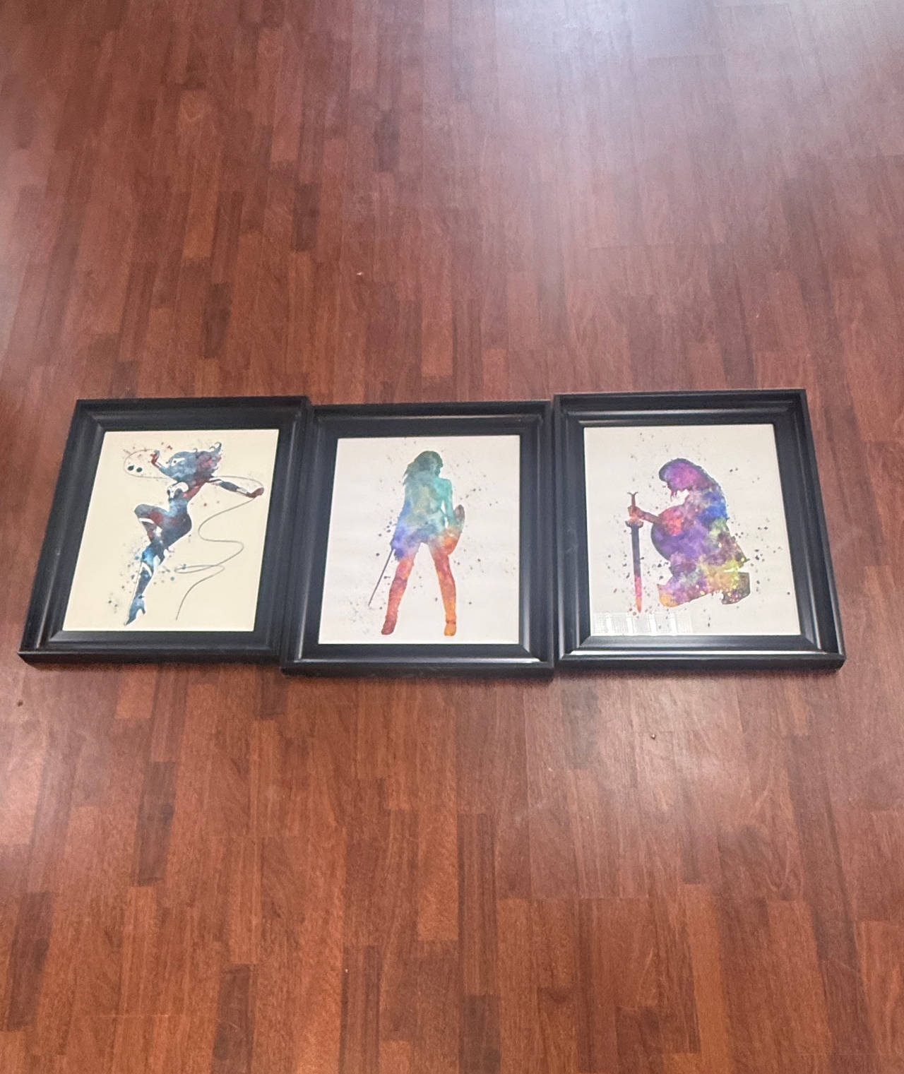 Wonder Woman Watercolor Splatter Framed Art Set