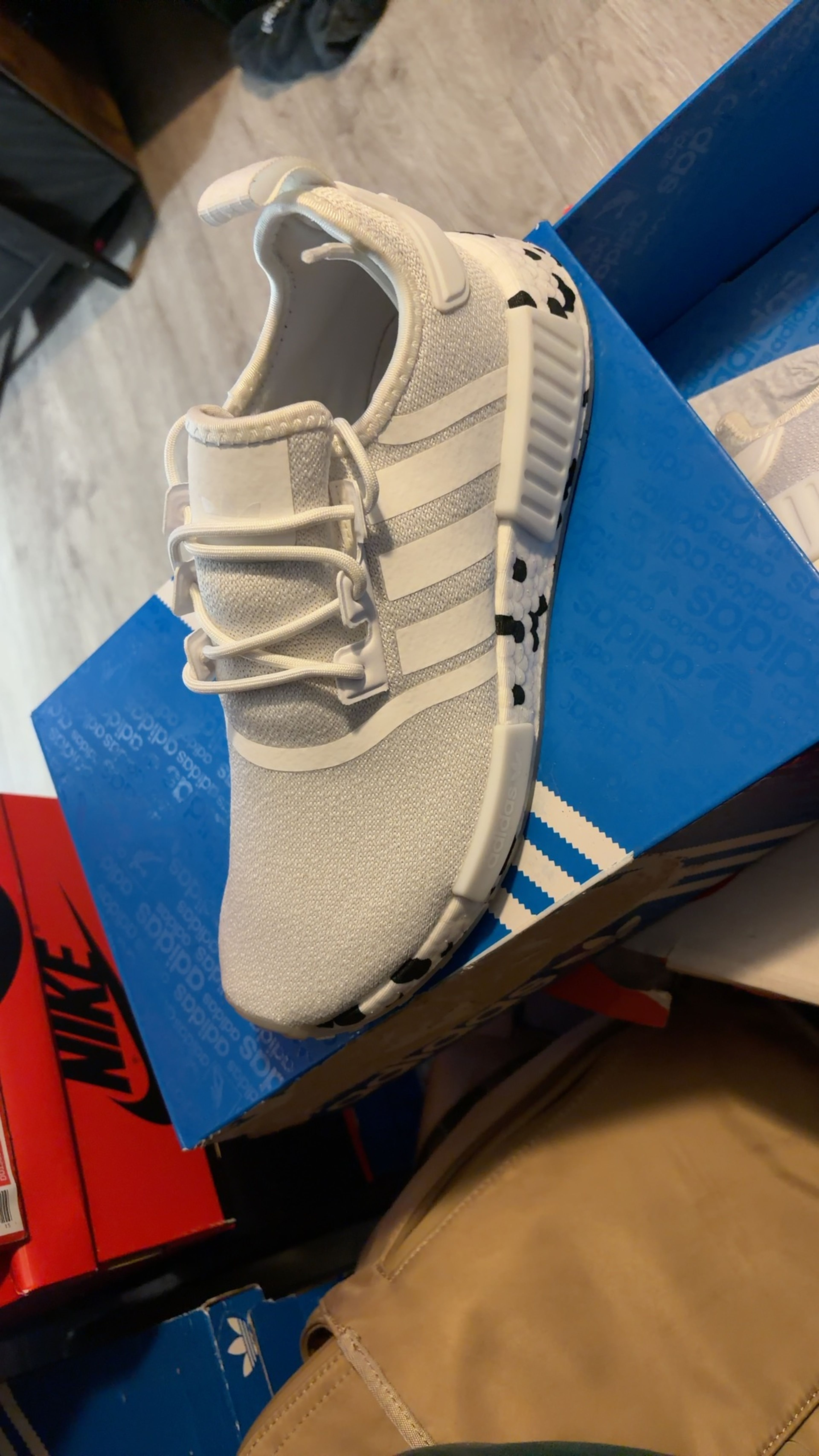 Adidas NMD R1 White Black Speckled Camo