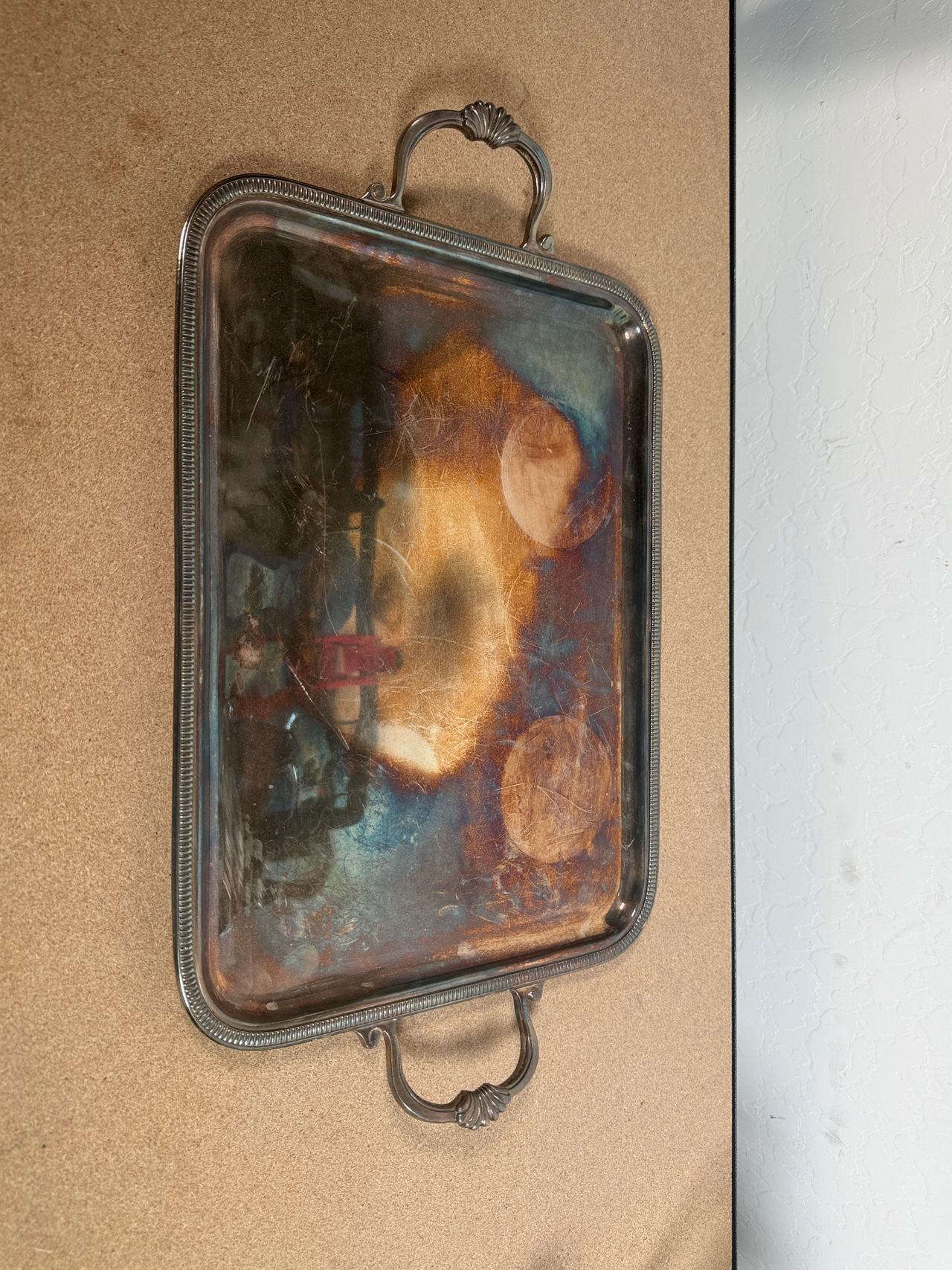 Vintage Silver Plated Serving Tray with Handles
