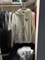 True Religion Hoodie Cream and Baby Blue - Image 2