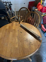 Round Oak Dining Table with Chairs - Image 1