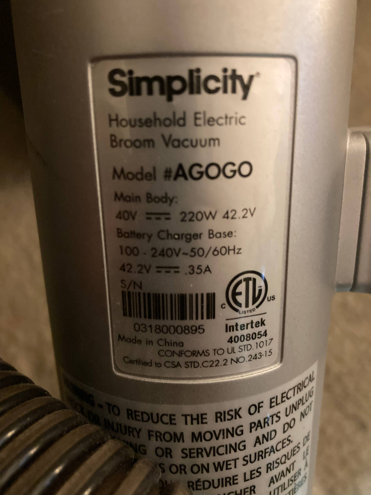 Simplicity Household Electric Broom Vacuum