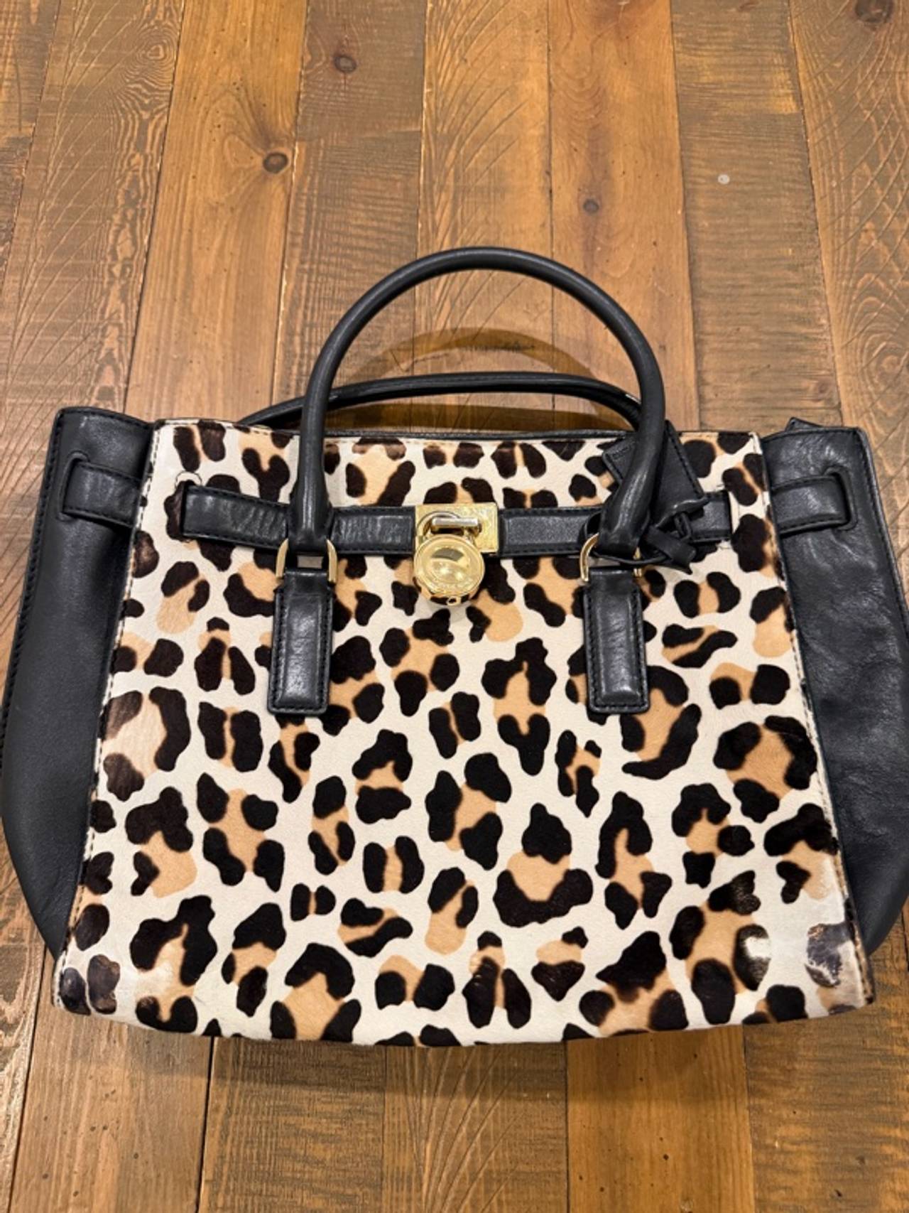 Michael Kors Hamilton Large Leopard Calf Hair Tote Bag