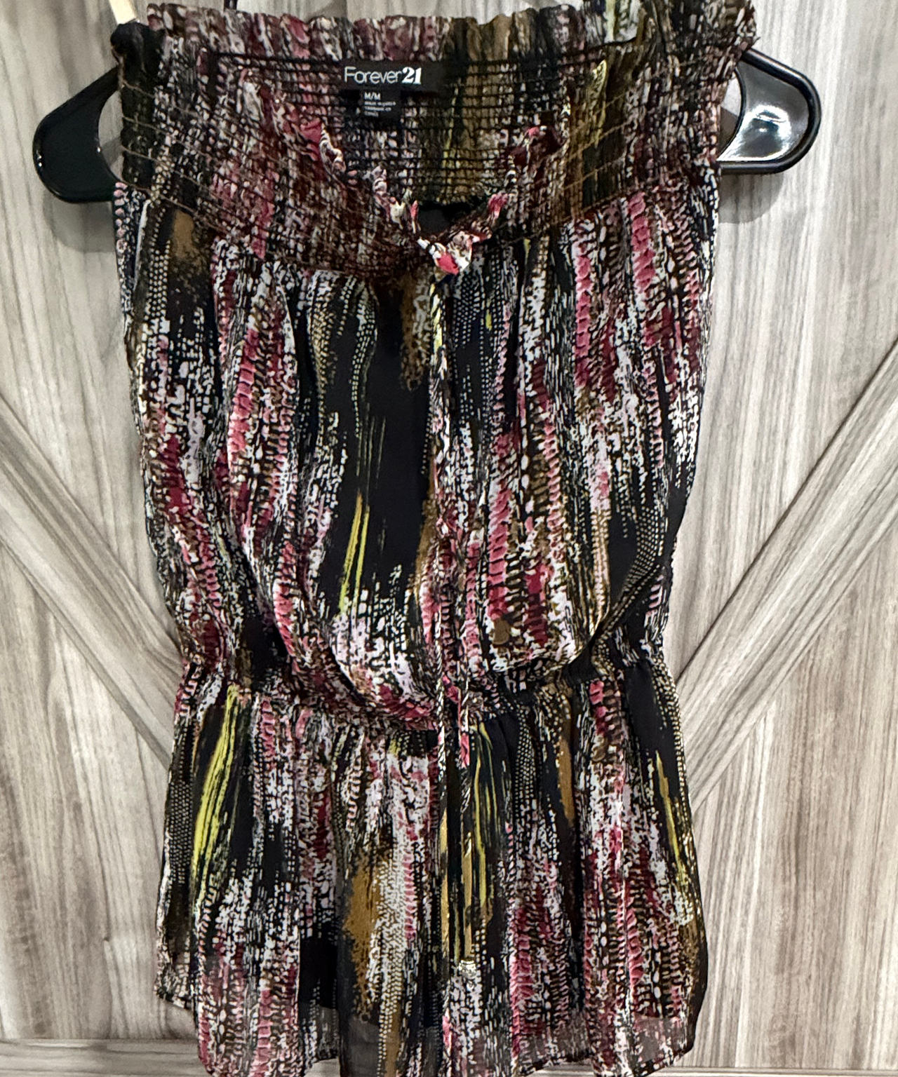 Forever 21 Abstract Print Smocked Top Size Medium