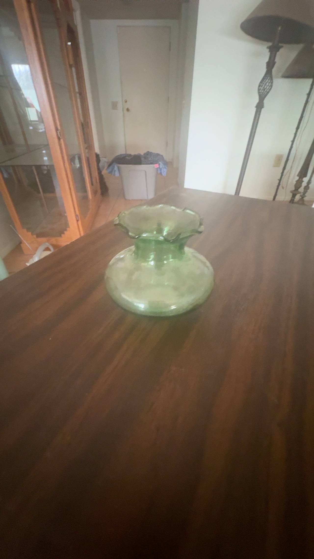 Anchor Hocking Emerald Green Ruffled Miniature Vase