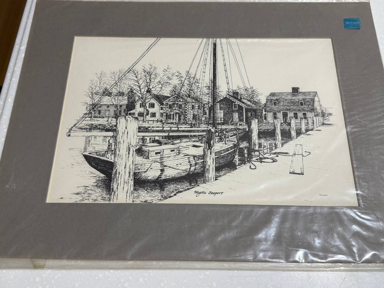 Mystic Seaport Pen and Ink Print by Tyler