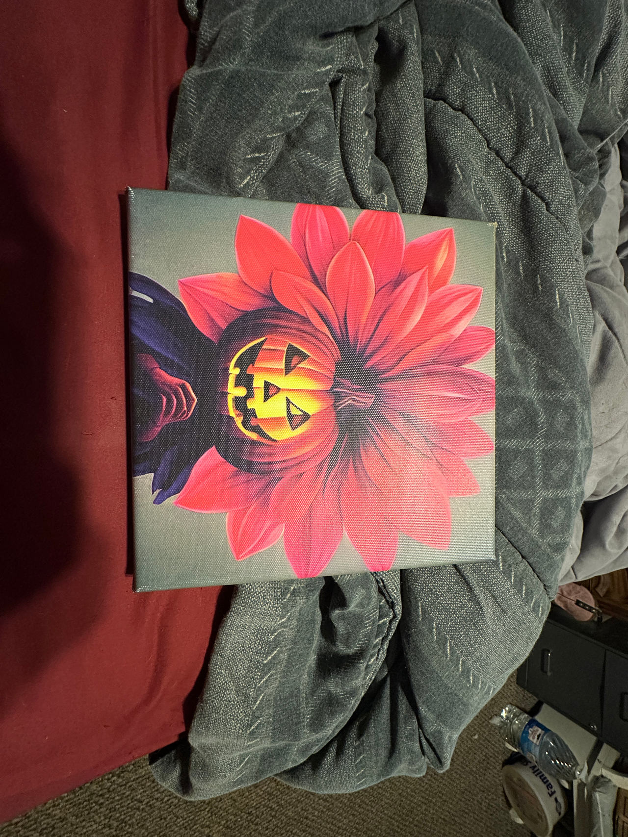 Halloween Pumpkin Flower Canvas Art