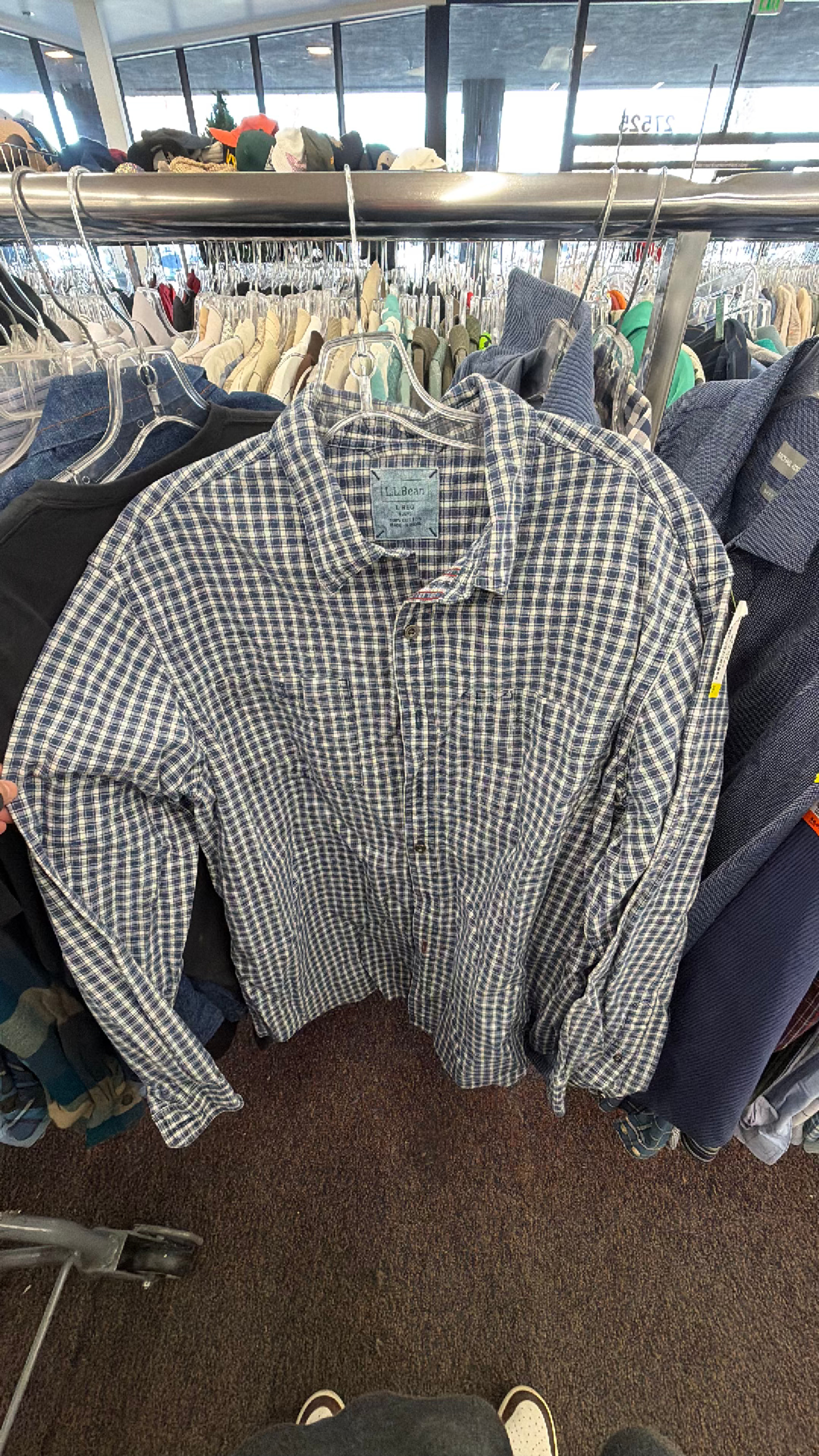 LL bean Men's White and Blue Long Sleeve Shirt - Image 2