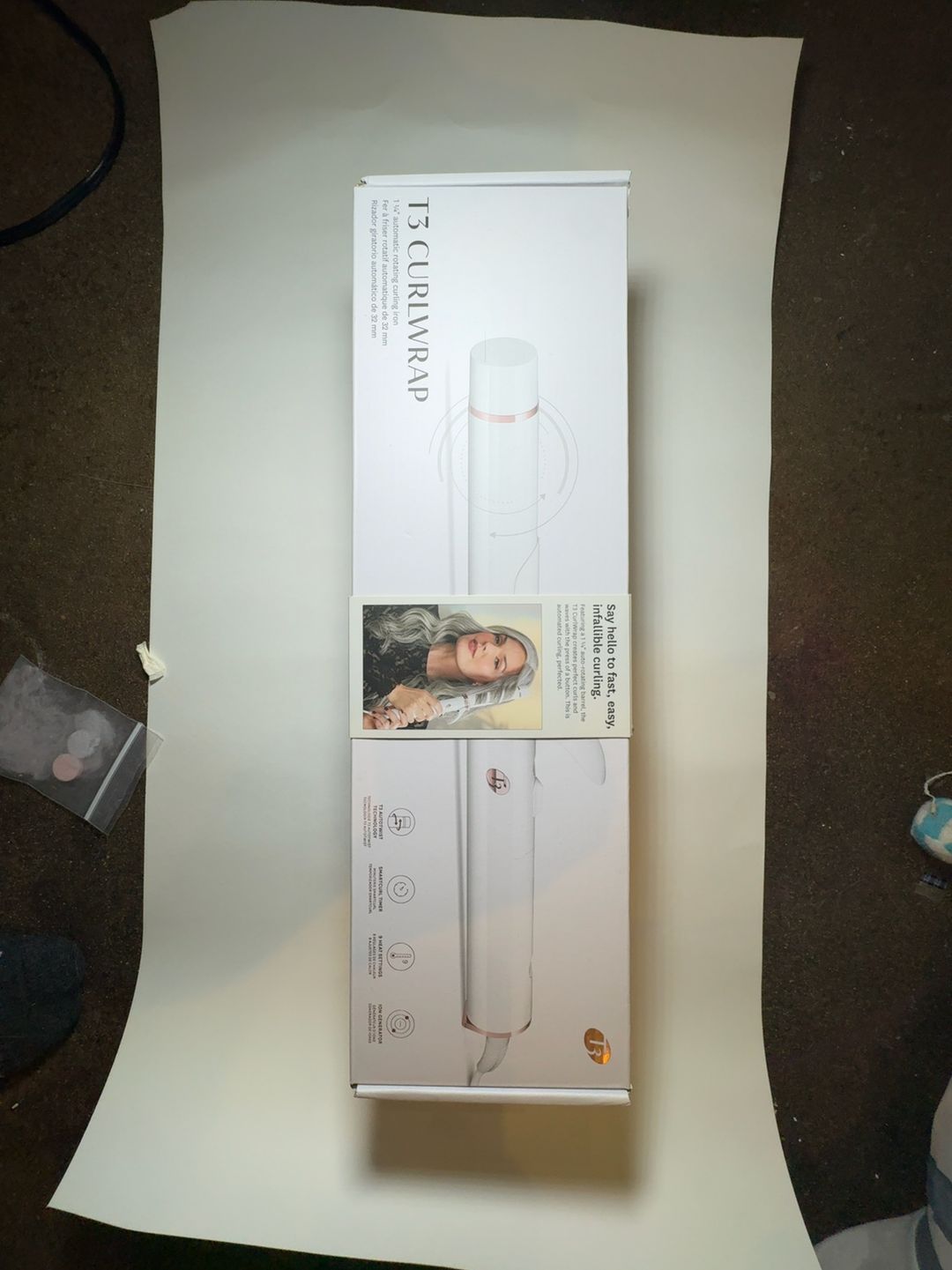 T3 SinglePass Curl X 1.25" White & Rose Gold Curling Iron