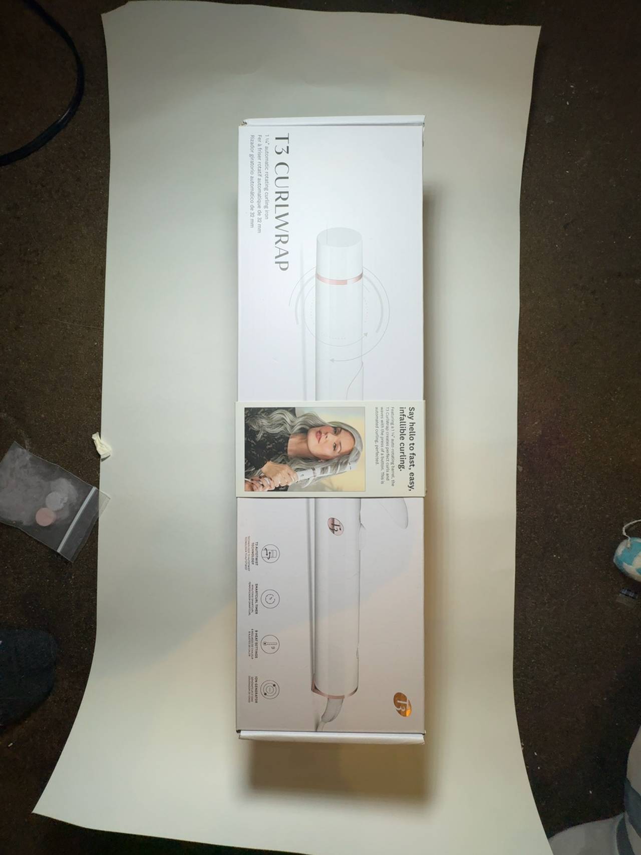 T3 SinglePass Curl X 1.25" White & Rose Gold Curling Iron