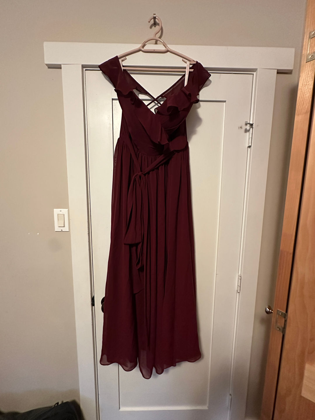 Burgundy Chiffon Bridesmaid Dress