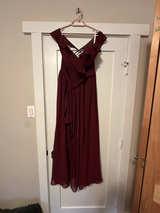 Burgundy Chiffon Bridesmaid Dress - Image 1