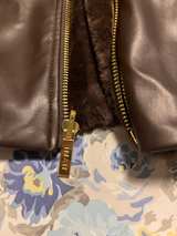 IMAN Women's Dark Brown Faux Leather Faux Fur Lined Moto Jacket - Image 7