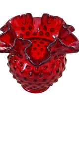 Fenton Ruby Red Hobnail Ruffled Vase - Image 6