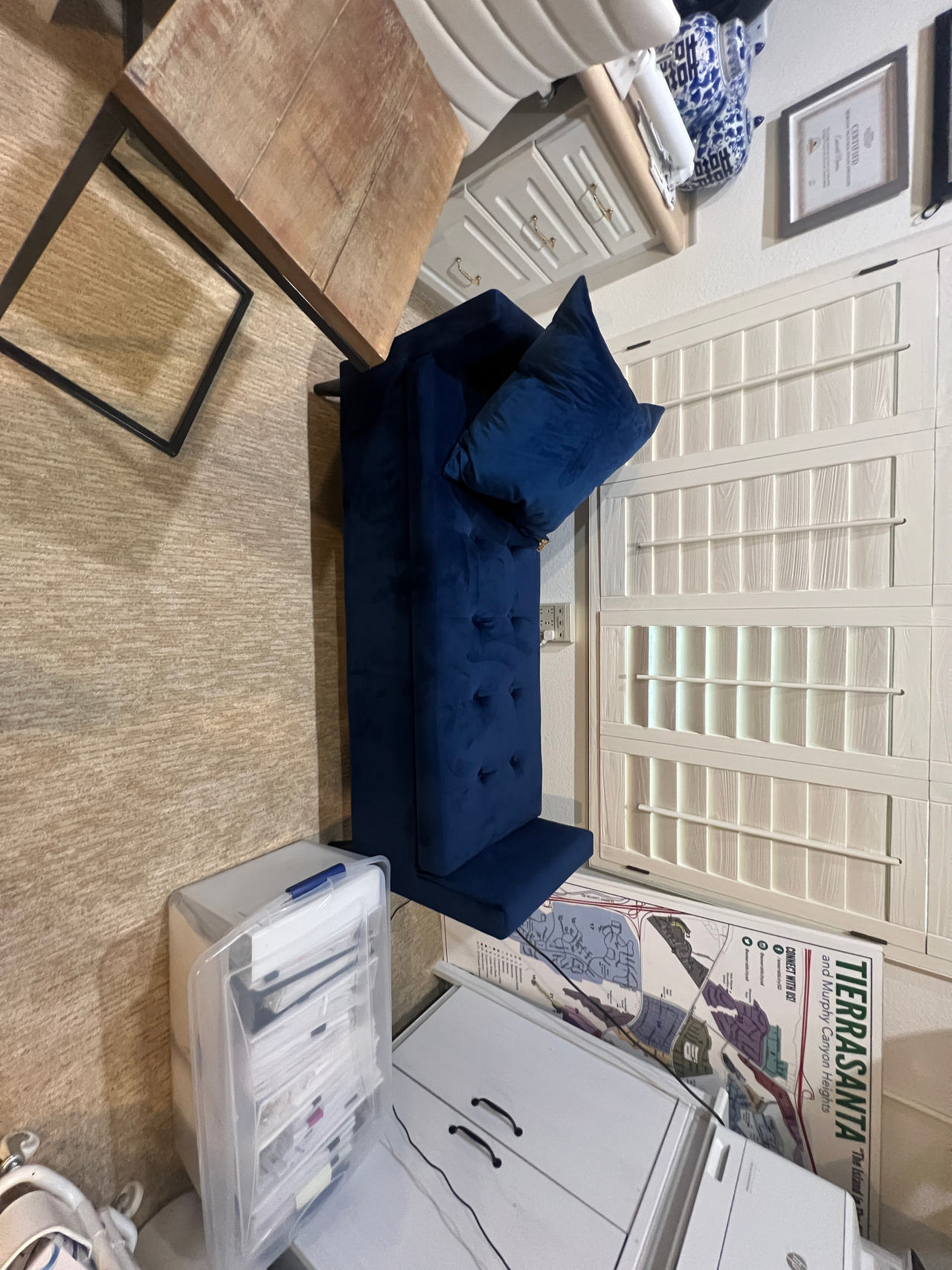 BLUE Velvet Tufted Loveseat Sofa