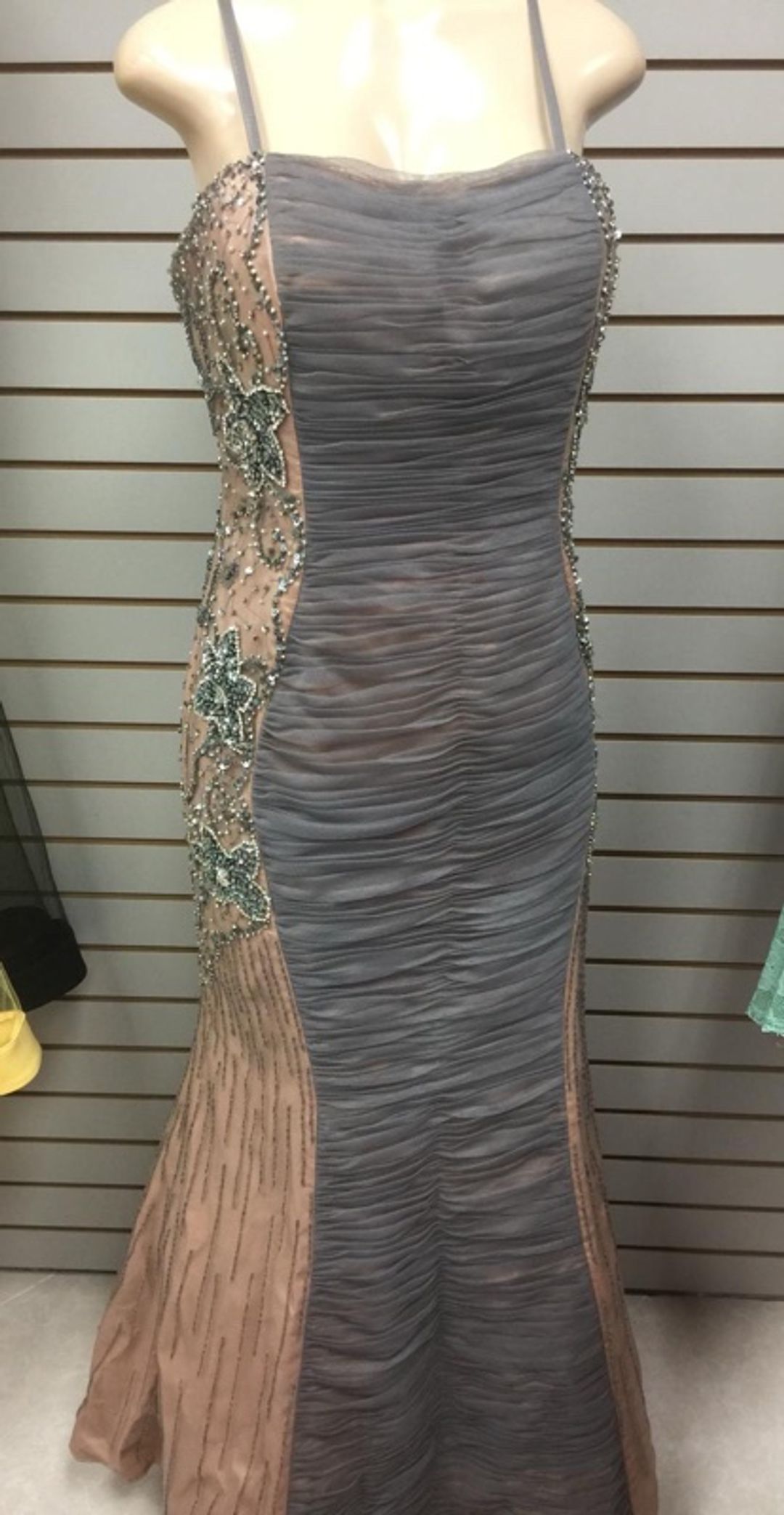 Jovani Iridescent Blue One-Shoulder Evening Gown