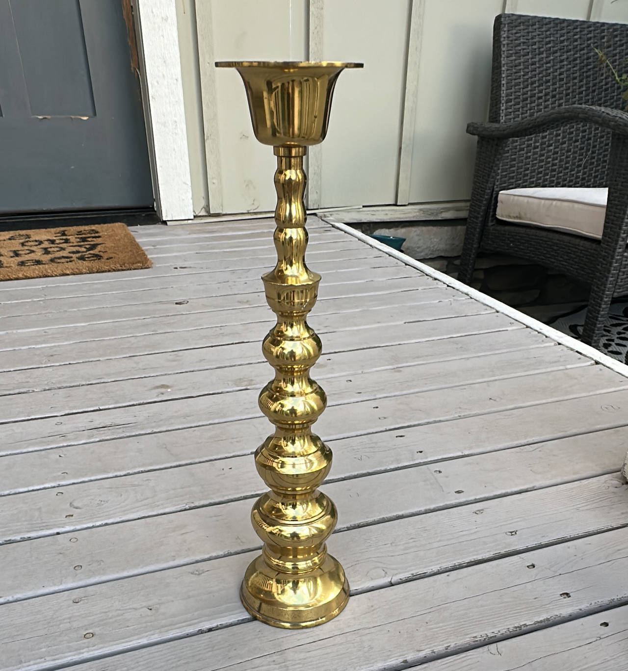 Vintage Brass Floor Candlestick Holder