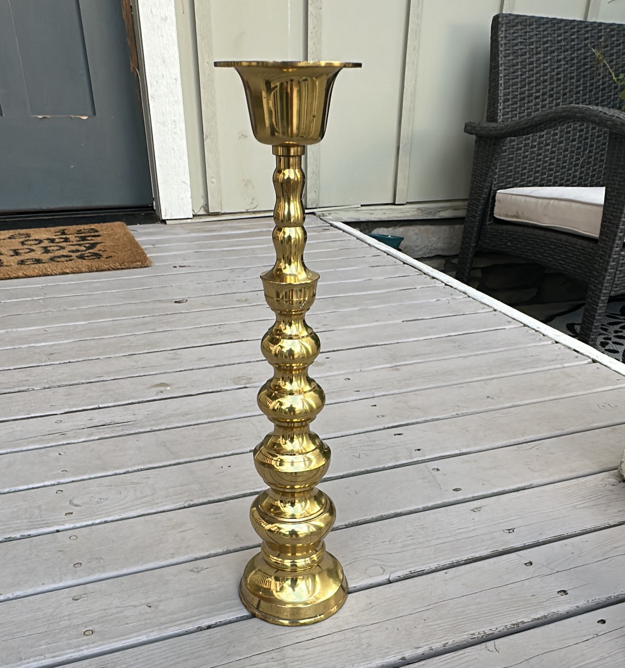 Vintage Brass Floor Candlestick Holder