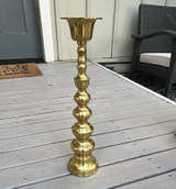 Vintage Brass Floor Candlestick Holder - Image 1