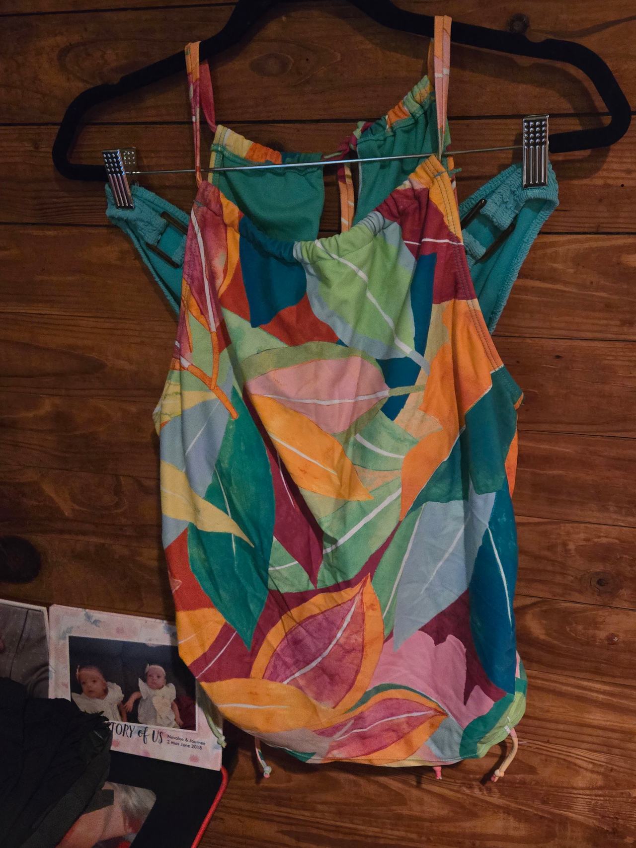 Amber Dawn Tank Top Swimsuit Leaf Pattern