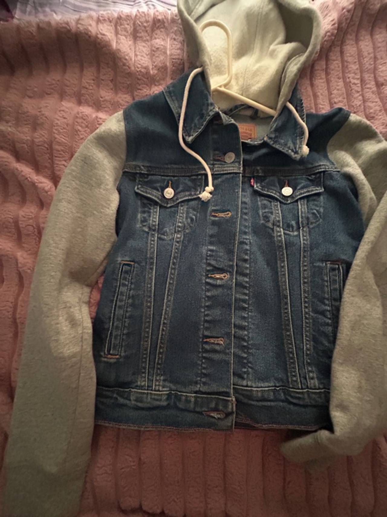 Levi's Hybrid Hooded Trucker Jacket Gray/Blue Denim