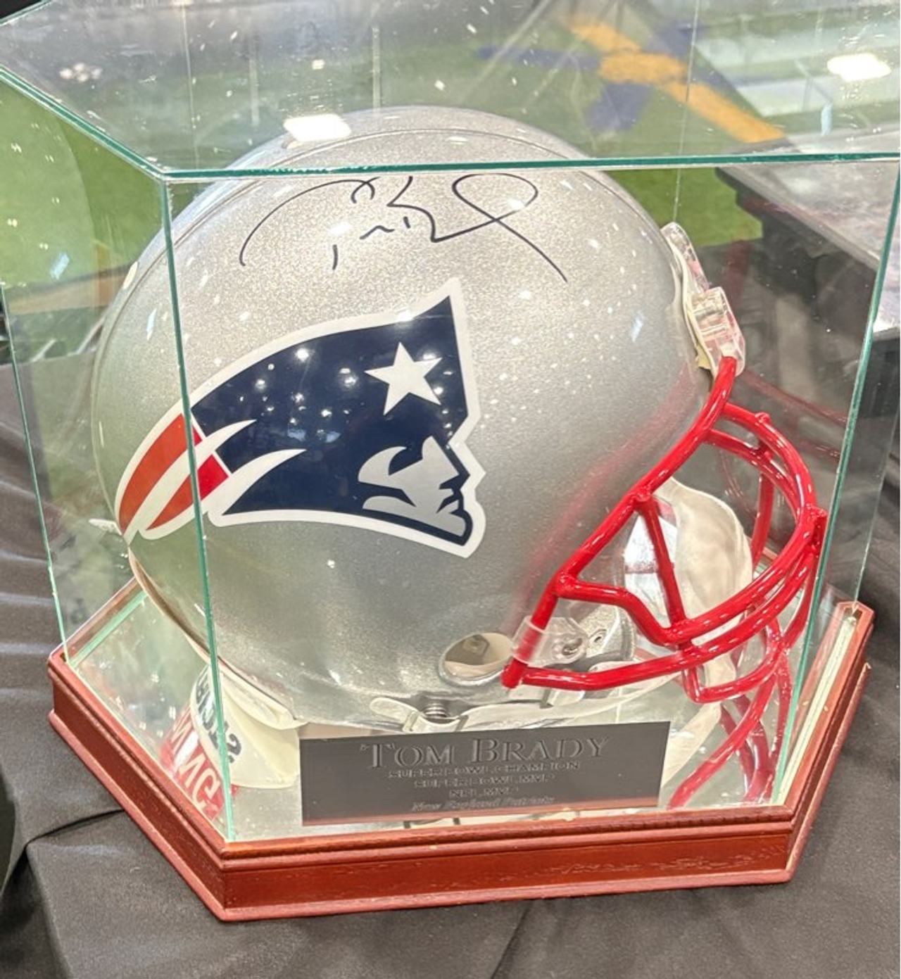 Tom Brady Autographed New England Patriots Full Size Helmet with Display Case
