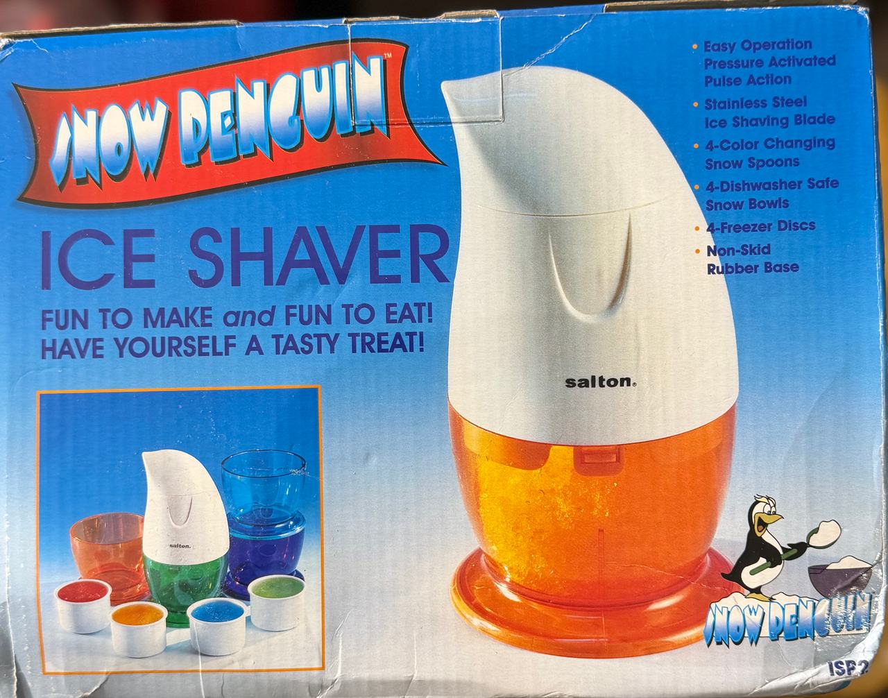 Snow Penguin Ice Shaver Salton ISP2 Shaved Ice Maker New Open Box Complete