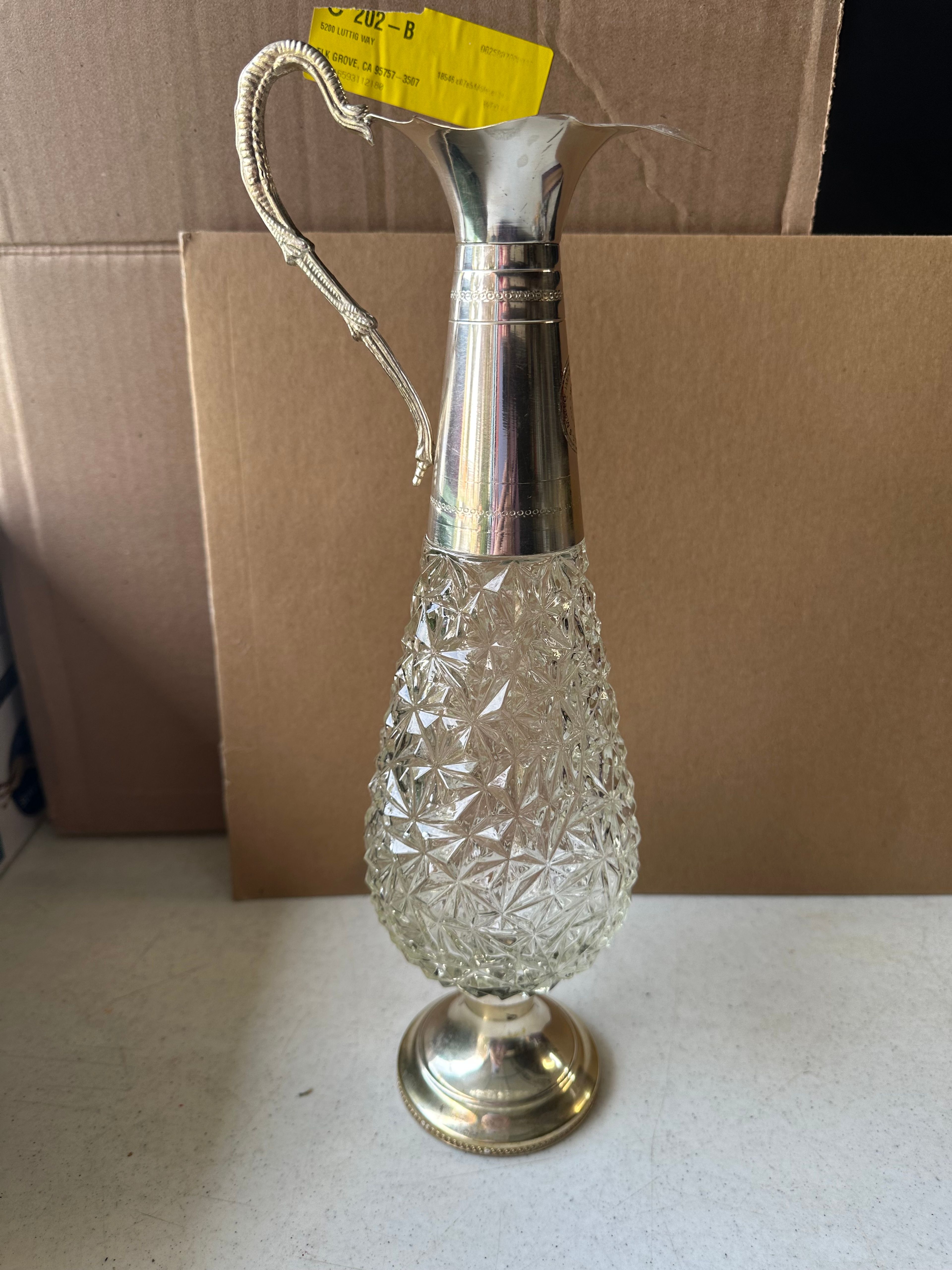 Vintage Silver Plated Glass Claret Jug Decanter - Image 5