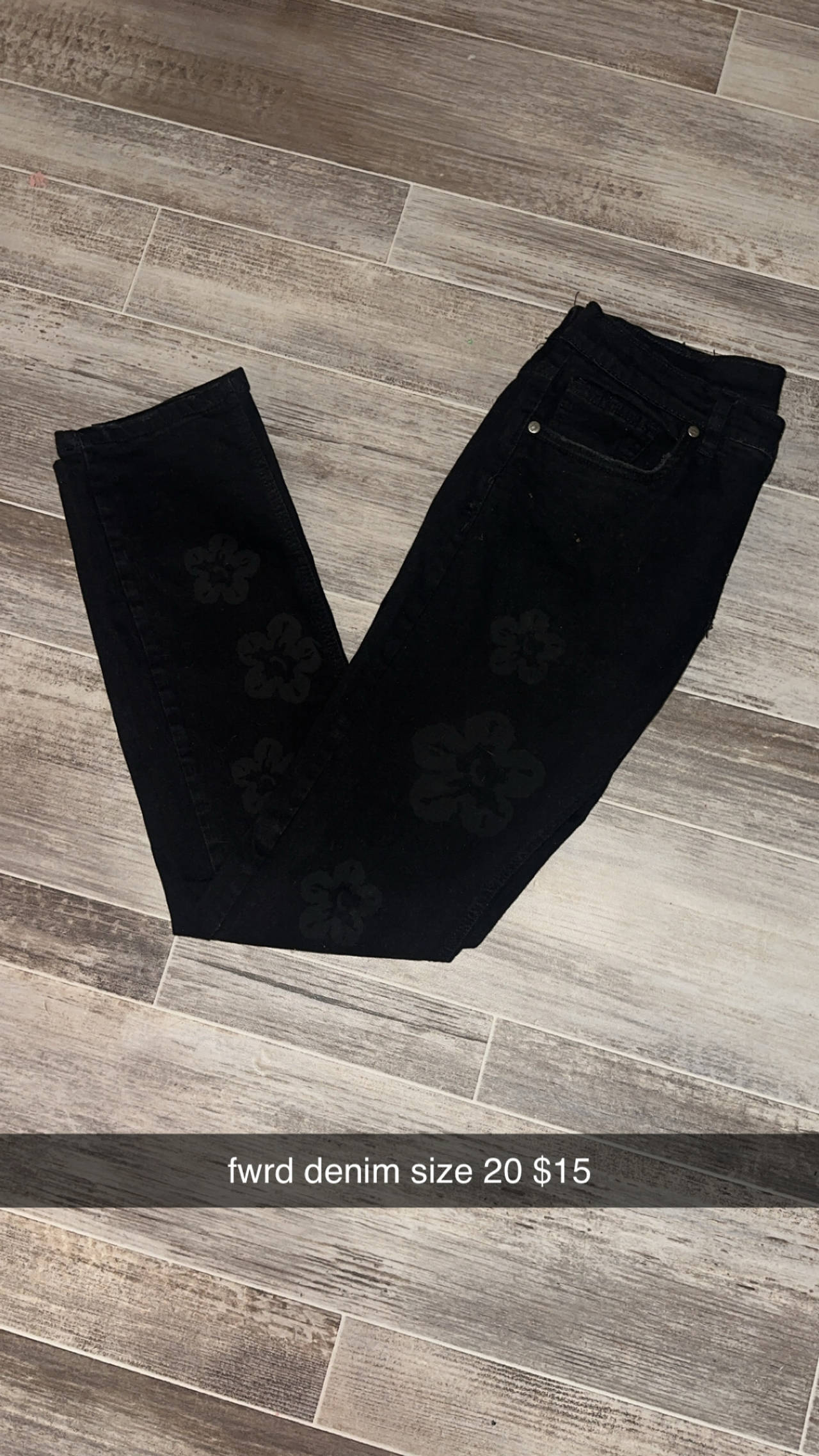 FWRD Black Floral Denim Jeans Size 20