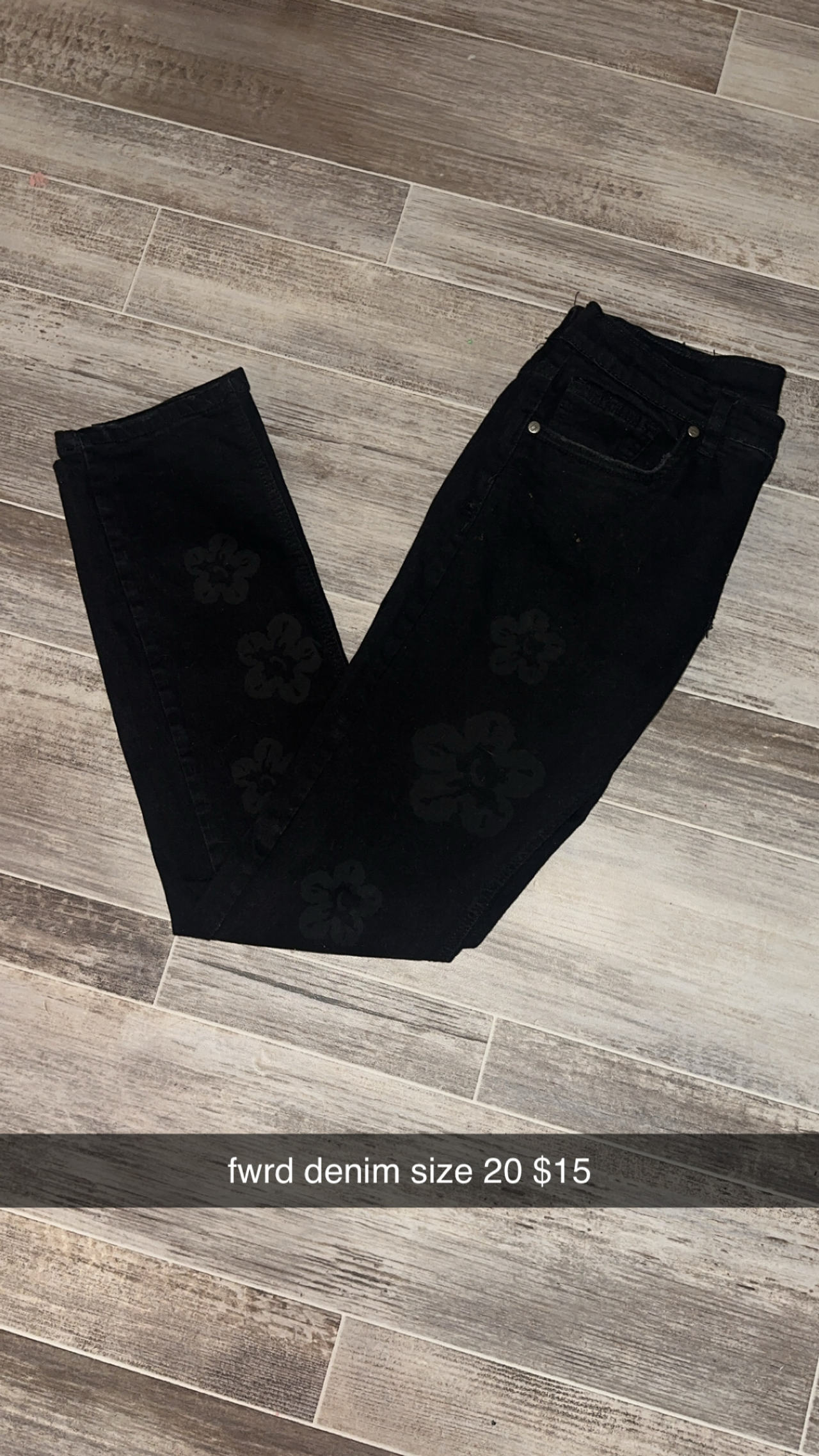 FWRD Black Floral Denim Jeans Size 20