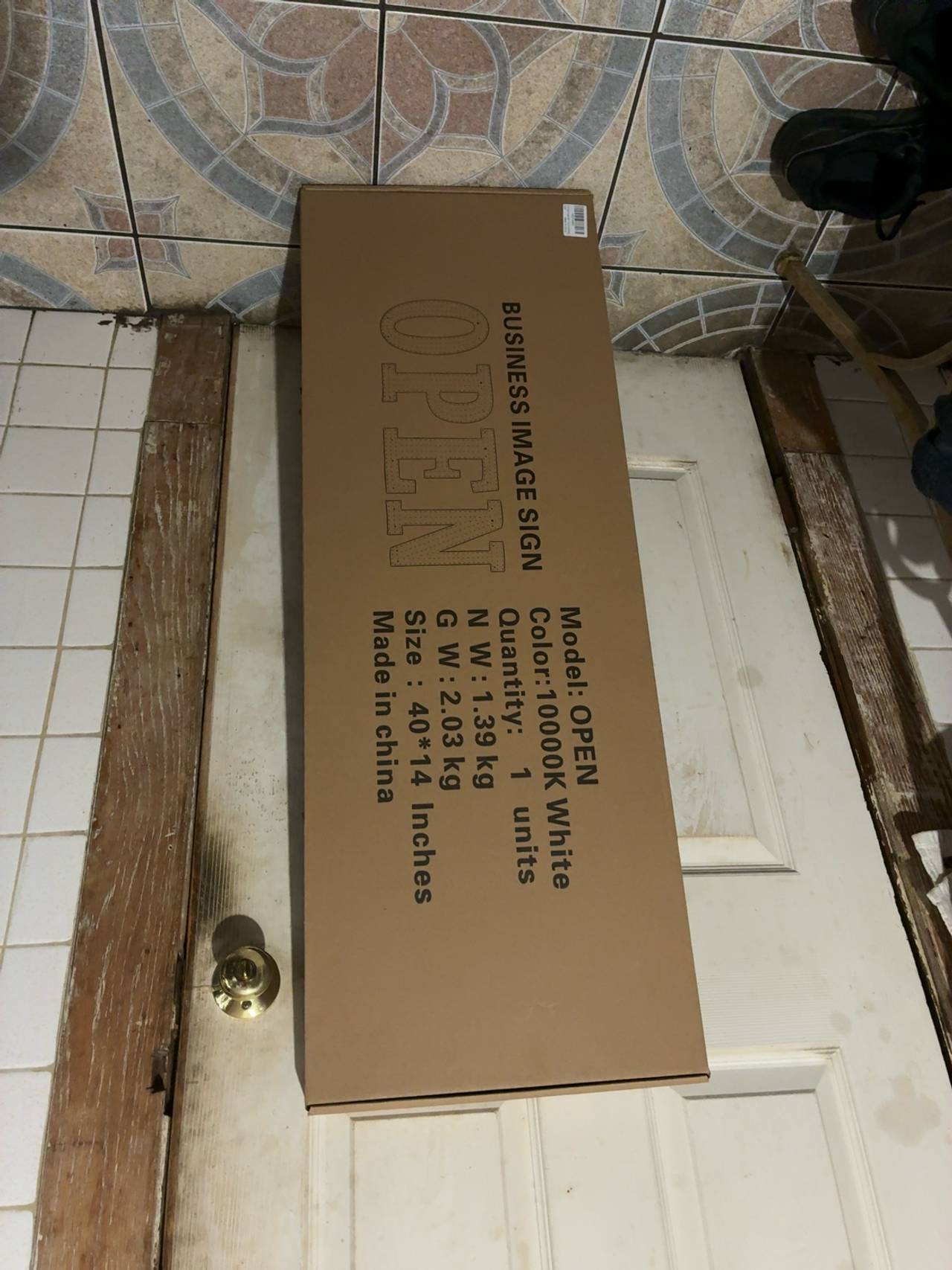 Open LED White Neon Sign 40*14