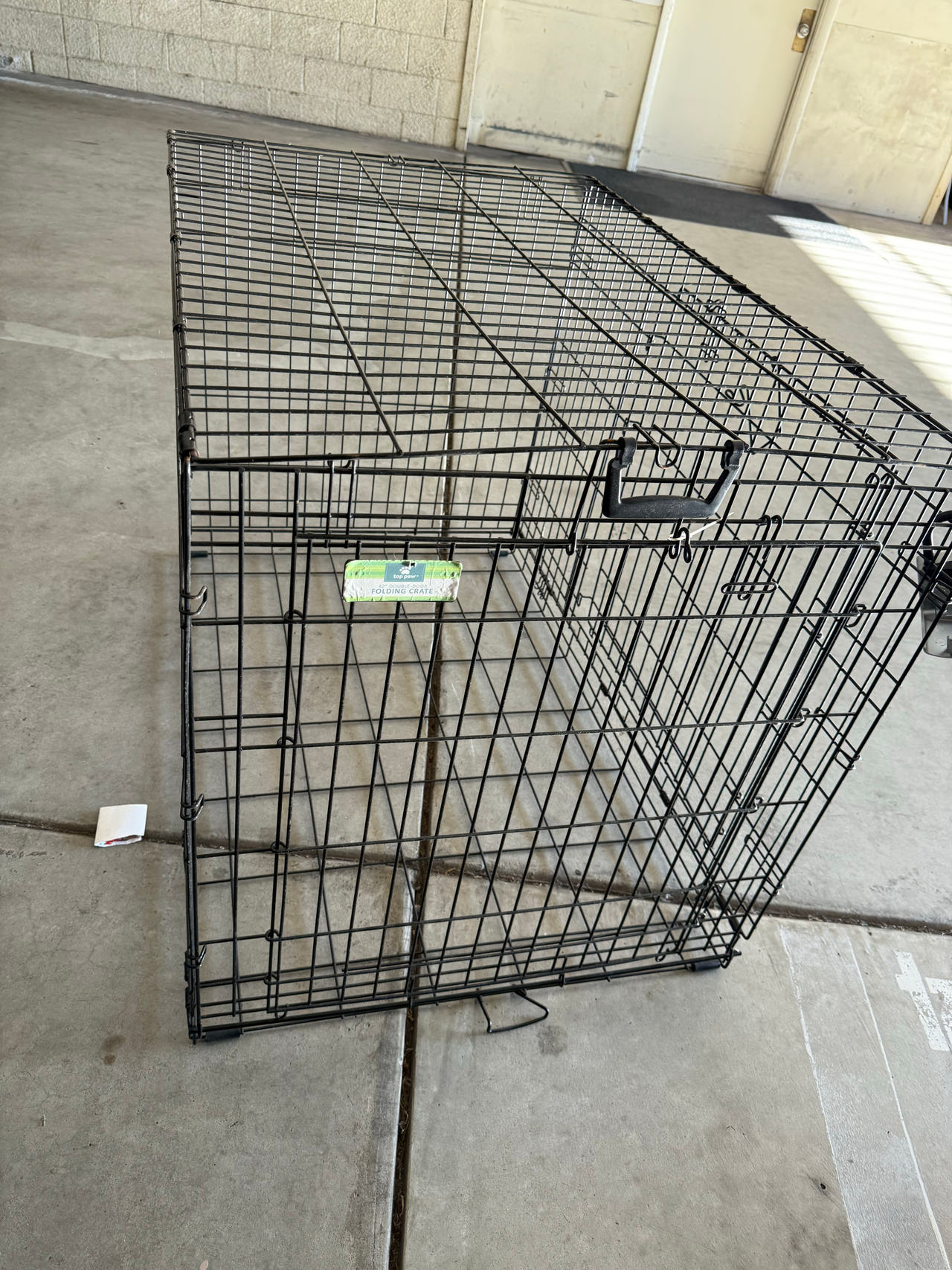 Top Paw 42” Double Door Folding Dog Crate with Divider Panel + Free Bed!