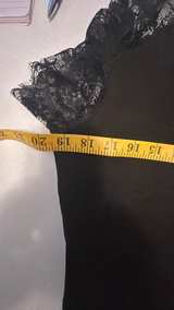 Black Lace Sleeve V-Neck Top - Image 5