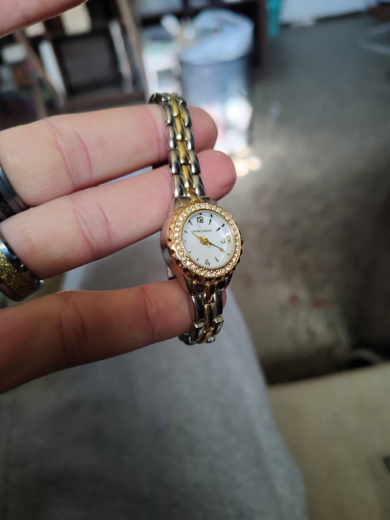 Laura Ashley Women's Two-Tone Crystal Bezel Watch