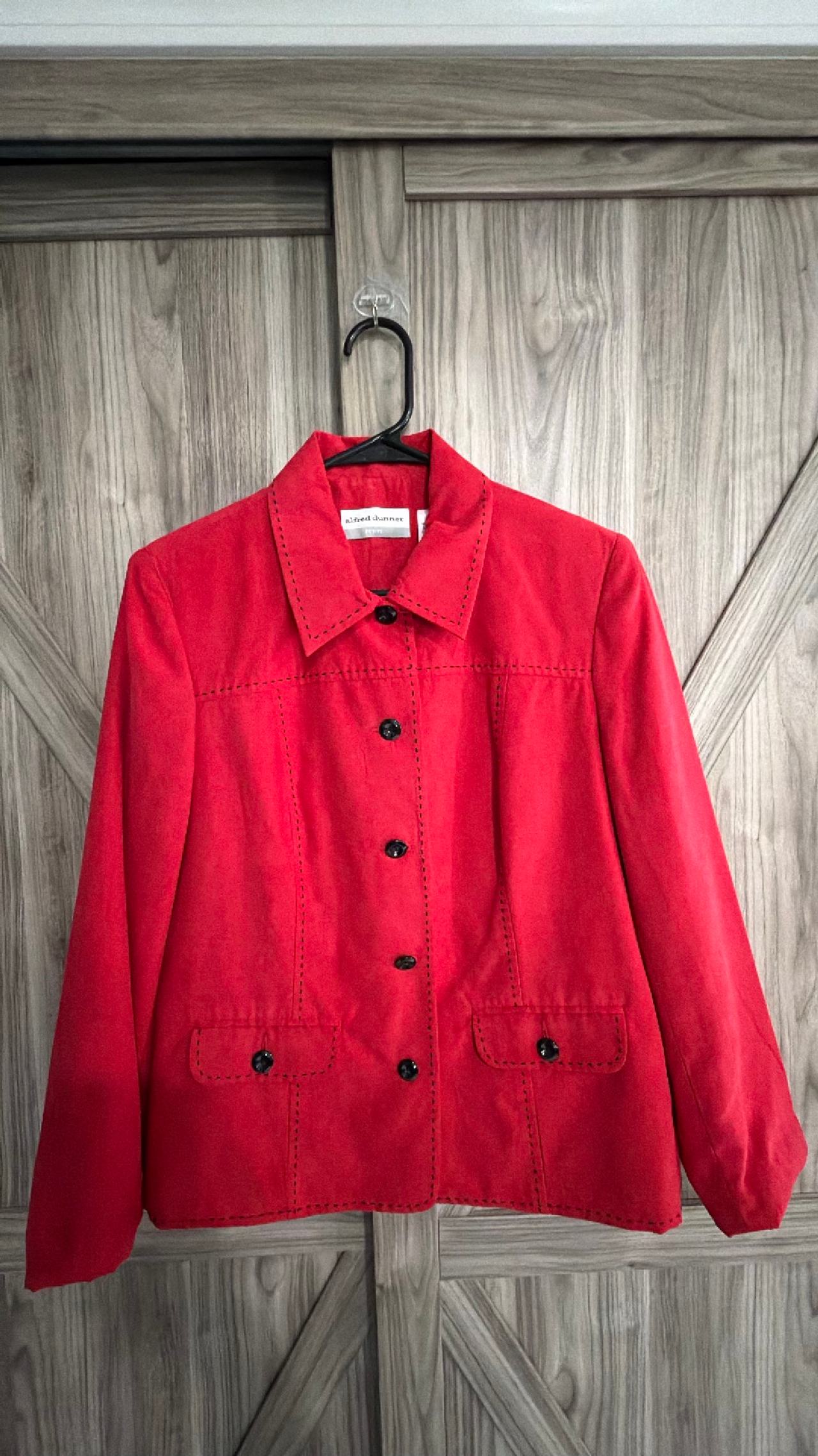 Alfred Dunner Red Button Front Jacket with Decorative Stitching  8P