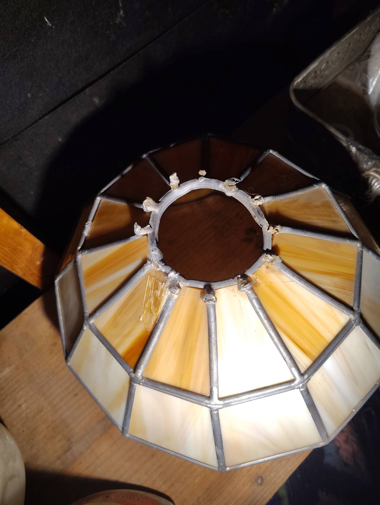 Vintage Slag Glass Panel Lamp Shade