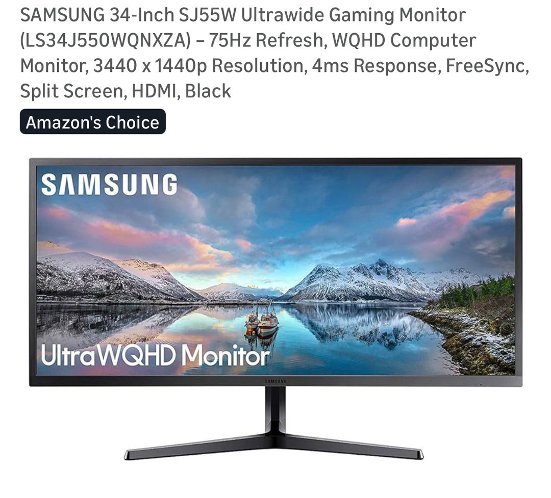 Samsung 34-Inch SJ55W Ultrawide Gaming Monitor