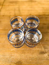 Culver Azure Scroll 22K Gold and Blue Roly Poly Glasses - Image 6