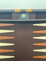 Vintage HIC Handcraft Backgammon Set Complete 18.25” Travel Case Brown Tan - Image 3