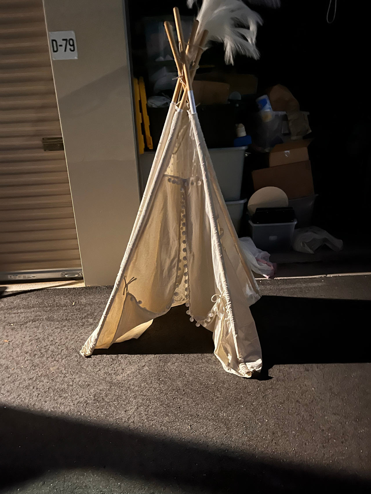 Kids Canvas Teepee Tent with Pom Poms