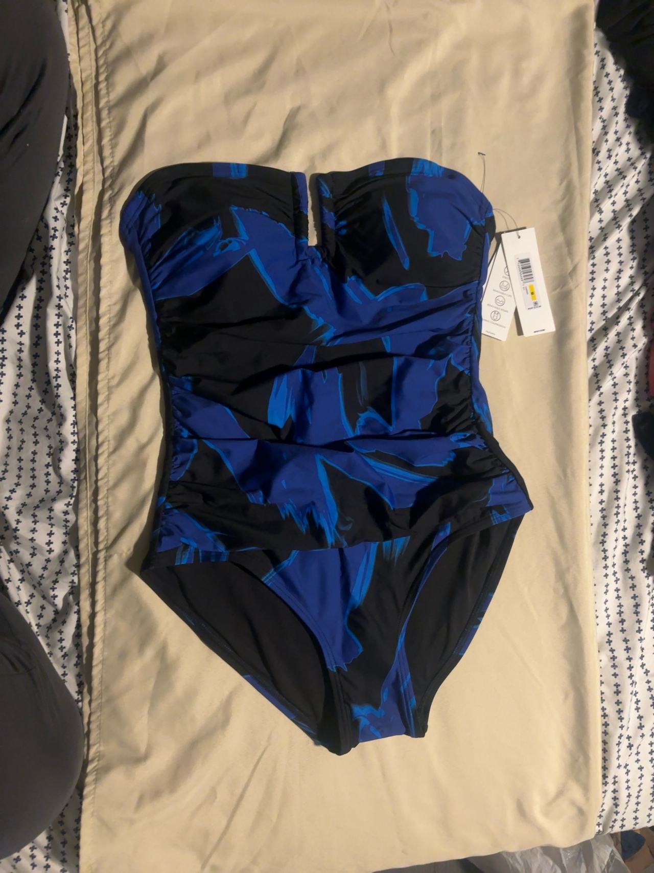 DKNY Bandeau Ruched One-Piece Swimsuit